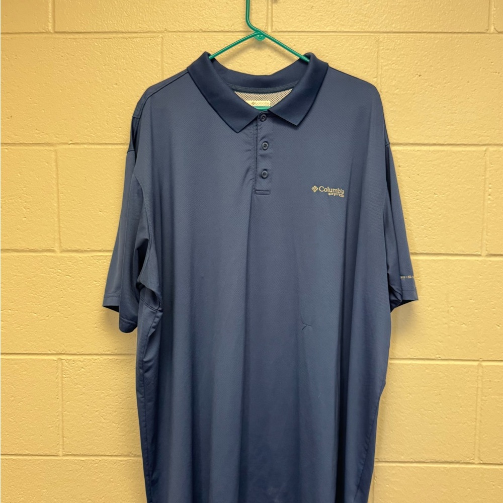 Columbia Blue Polo Shirt Classic Design-Big and Tall